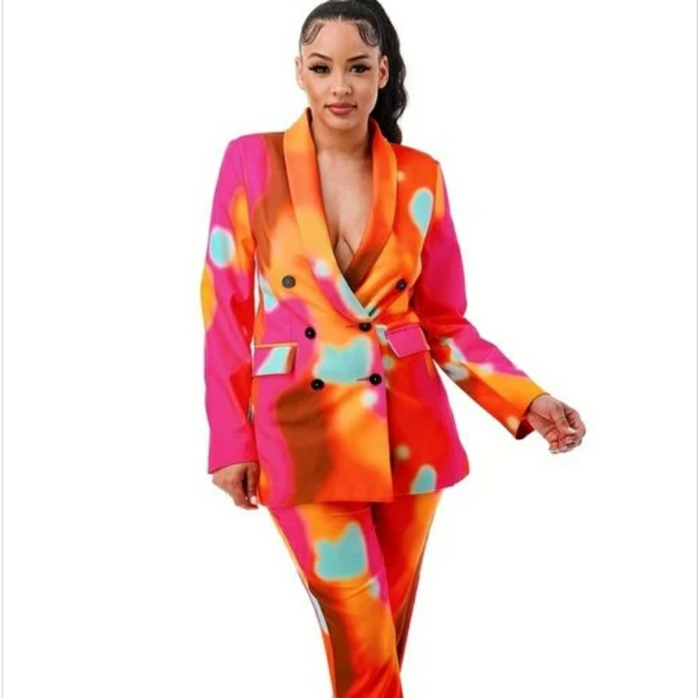 Tie Dye Blazer & Pants Set